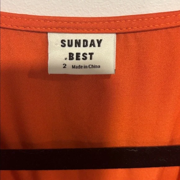 Aritzia Sunday Best Tatiana Blouse. Elegant Orange Satin V-Neck Blouse - Picture 13 of 15